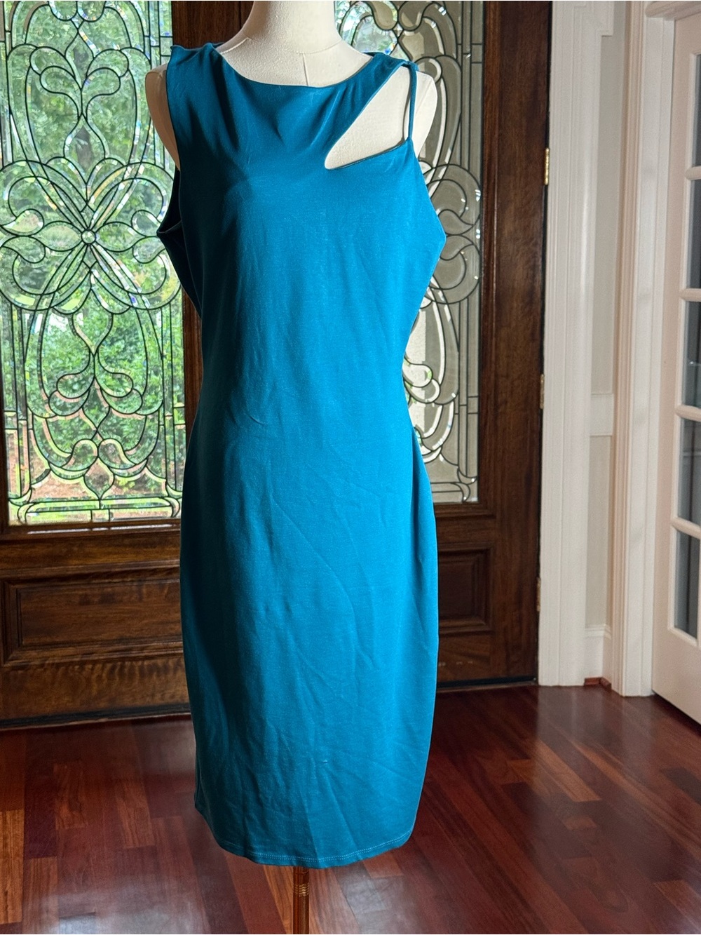 Fashion Nova Teal Asymmetrical Cutout Midi Dress 1X